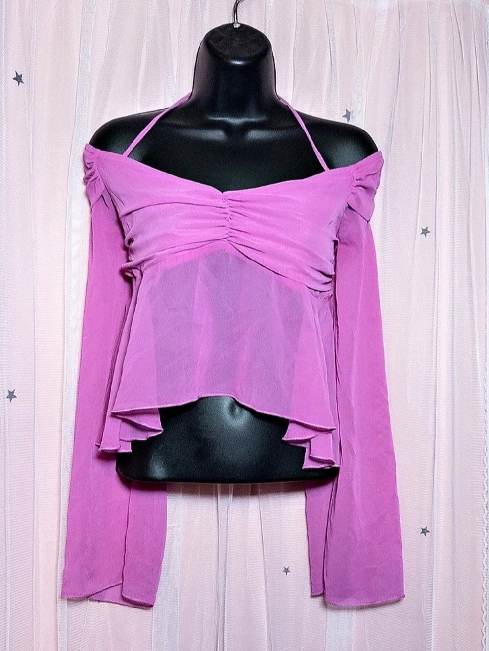 Forever 21 Off-Shoulder Blouse in Pink Size Medium | Y2K Fairy Whimsical Girly